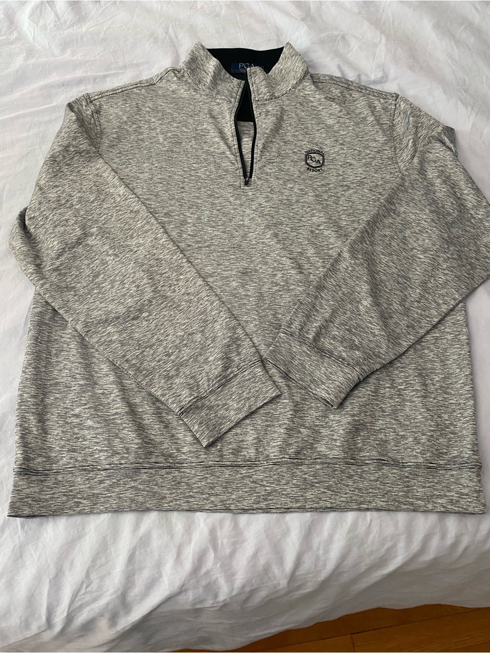 PGA Tour Heather Gray Quarter-Zip Pullover with Logo